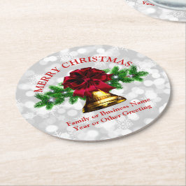 Posavasos Redondo De Papel Navidades de la Campana de Oro Coincidir con la Ba