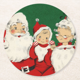 Posavasos Redondo De Papel Navidades de la Familia Santa Vieja