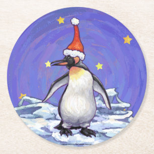 Posavasos Redondo De Papel Navidades de Penguin