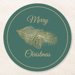 Posavasos Redondo De Papel Navidades de Winter Pine