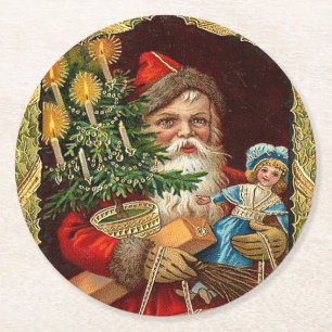 Posavasos Redondo De Papel Navidades del Viejo St. Nick