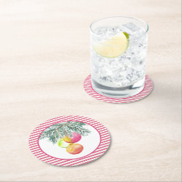 Posavasos Redondo De Papel Navidades dulces Astras rosadas y verdes