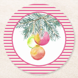 Posavasos Redondo De Papel Navidades dulces Astras rosadas y verdes