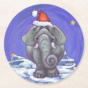Posavasos Redondo De Papel Navidades elefantes