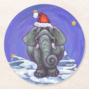 Posavasos Redondo De Papel Navidades elefantes