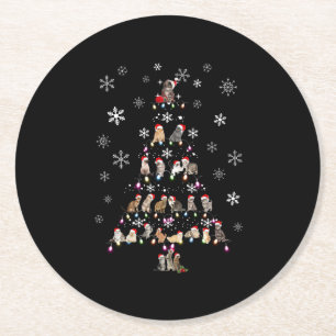 Posavasos Redondo De Papel Navidades felices   Árbol de navidad de gato corto