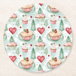 Posavasos Redondo De Papel Navidades festivos dulces