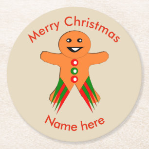 Posavasos Redondo De Papel Navidades Fiesta Gingerbread Man Paper Coasters