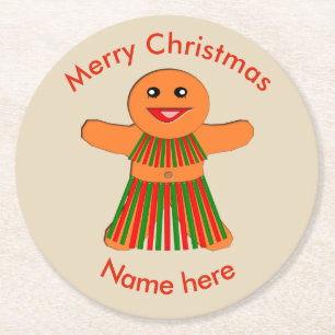 Posavasos Redondo De Papel Navidades Fiesta Gingerbread Mujer