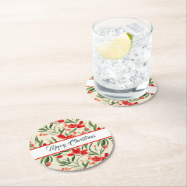 Posavasos Redondo De Papel Navidades Florals Round Paper Coaster