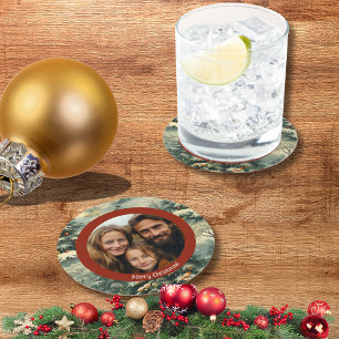 Posavasos Redondo De Papel Navidades fotográficos clásicos de árbol de Navida