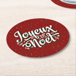 Posavasos Redondo De Papel Navidades franceses Joyeux Noël Textos