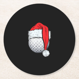 Posavasos Redondo De Papel Navidades Golf Ball Santa T Gorra Funny Sport Xmas