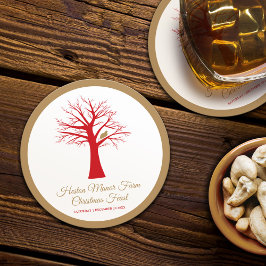 Posavasos Redondo De Papel Navidades hacen perdiz en un árbol