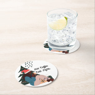Posavasos Redondo De Papel Navidades ilustrados por mujeres negras