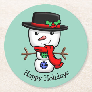 Posavasos Redondo De Papel Navidades Jolly Snowman Coaster