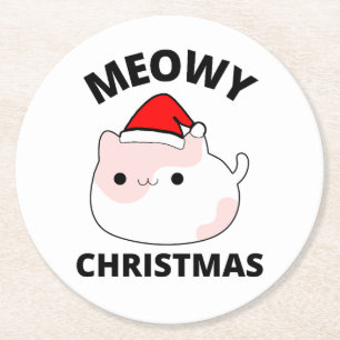 Posavasos Redondo De Papel Navidades Meowy