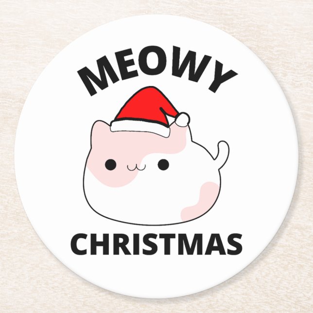 Posavasos Redondo De Papel Navidades Meowy (Anverso)