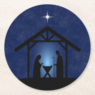 Posavasos Redondo De Papel Navidades Natividad Escena religiosa