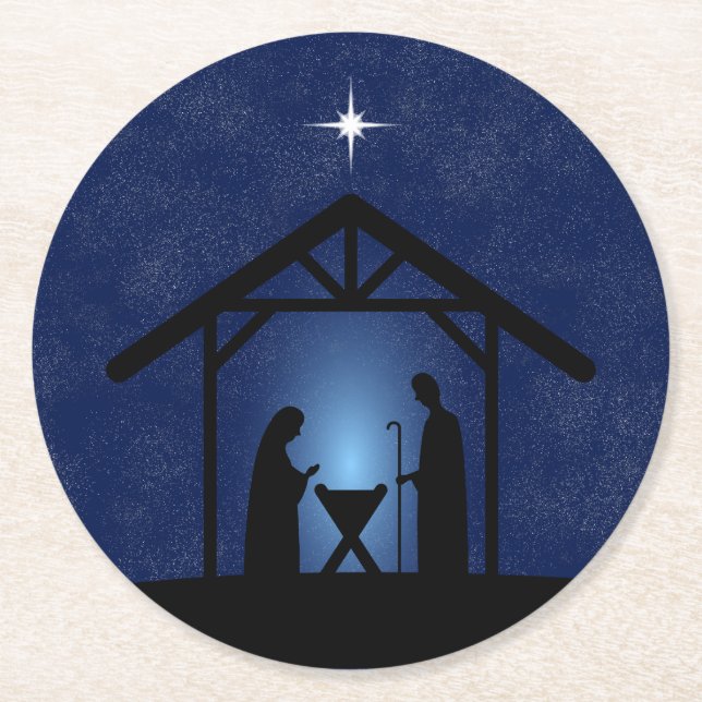 Posavasos Redondo De Papel Navidades Natividad Escena religiosa (Anverso)
