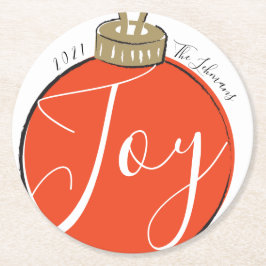 Posavasos Redondo De Papel Navidades rojos retro