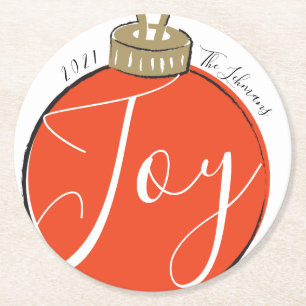 Posavasos Redondo De Papel Navidades rojos retro