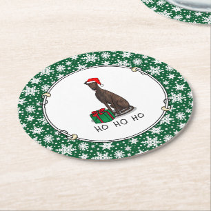 Posavasos Redondo De Papel Navidades Santa Hat Greyhound Dog (romano le) Cute