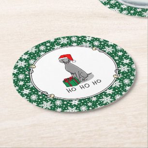 Posavasos Redondo De Papel Navidades Santa Hat Weimaraner Dog (gris 1) Cute
