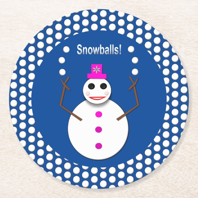 Posavasos Redondo De Papel Navidades Snowlady Juggys Nieves Graciosa (Anverso)