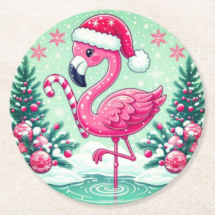 Posavasos Redondo De Papel Navidades Sublimación Flamingo Clipart-10424