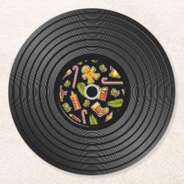 Posavasos Redondo De Papel Navidades Vinyl Record