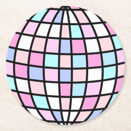 Posavasos Redondo De Papel Neon Groovy Disco Ball