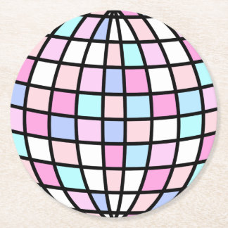 Posavasos Redondo De Papel Neon Groovy Disco Ball
