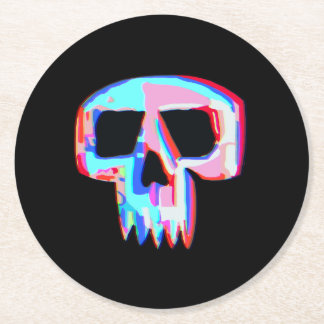 Posavasos Redondo De Papel Neon Skull