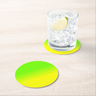 Posavasos Redondo De Papel Neón Verde y Neón Amarillo Ombré Desvanecimiento d