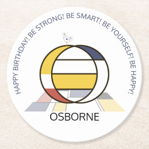 Posavasos Redondo De Papel Neoplasticismo Art Guay Monograma. Letra O