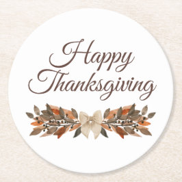 Posavasos Redondo De Papel Neutral “Happy Thanksgiving” Paper Coaster
