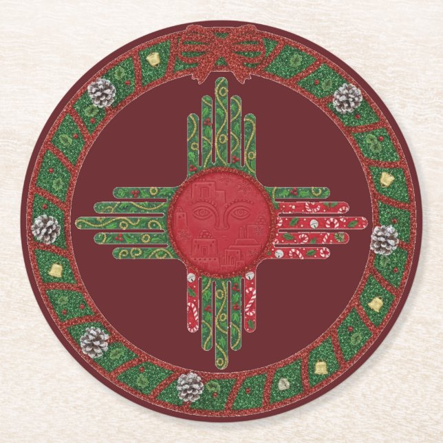 Posavasos Redondo De Papel New Mexico Holiday  (Anverso)