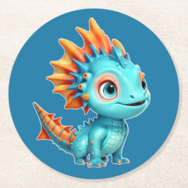 Posavasos Redondo De Papel Niedlicher Alien-Drache, türkis -