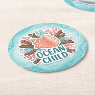 Posavasos Redondo De Papel Niño del Océano