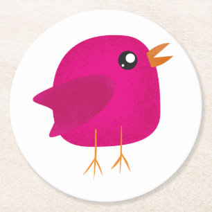 Posavasos Redondo De Papel Niños adorables pájaros