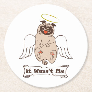 Posavasos Redondo De Papel No fue una cita graciosa de ángel pug de mí