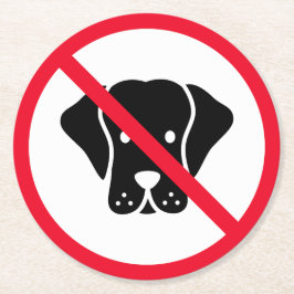 Posavasos Redondo De Papel No se permite el Rótulo de perros | Astras redonda