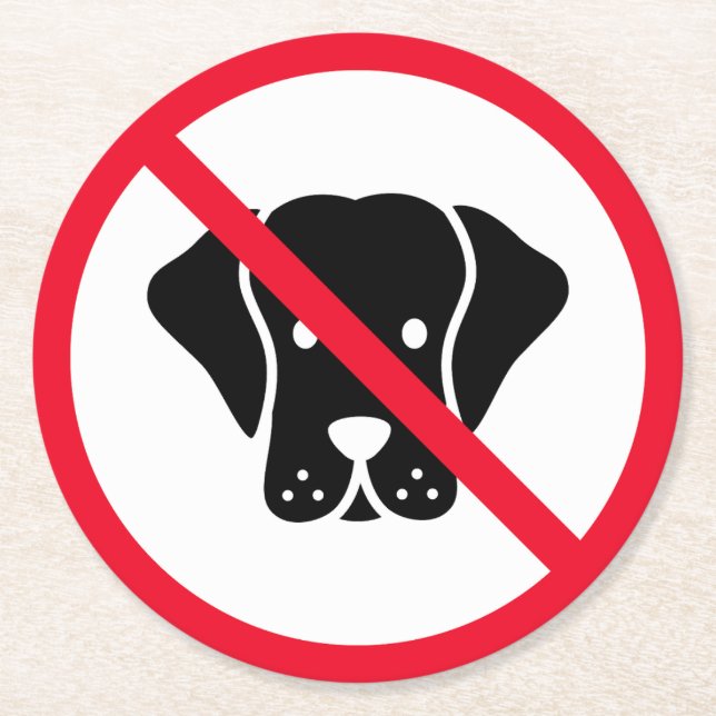 Posavasos Redondo De Papel No se permite el Rótulo de perros | Astras redonda (Anverso)