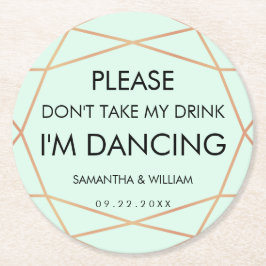 Posavasos Redondo De Papel No tomes mi Boda de bebida | Color del Personaliza
