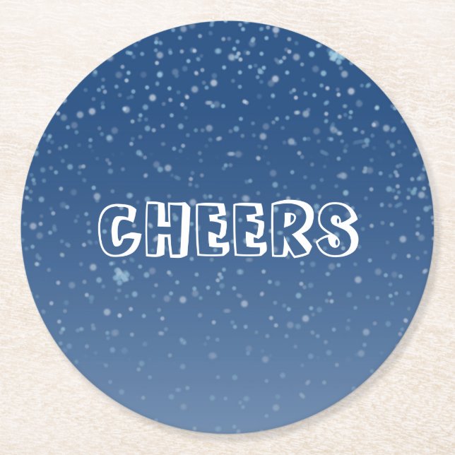 Posavasos Redondo De Papel noche de invierno azul oscuro (Anverso)