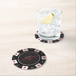 Posavasos Redondo De Papel Noche de Póquer Despedida de Soltero Casino Las Ve