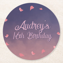 Posavasos Redondo De Papel Noche en París Cumpleaños