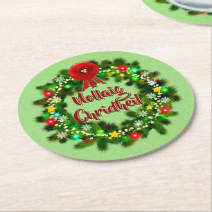 Posavasos Redondo De Papel Nollaig Chridheil Navidad Escocesa