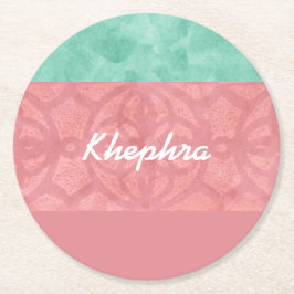 Posavasos Redondo De Papel Nombre De La Batita Rosa Ruddy Y De La Acuarela Az